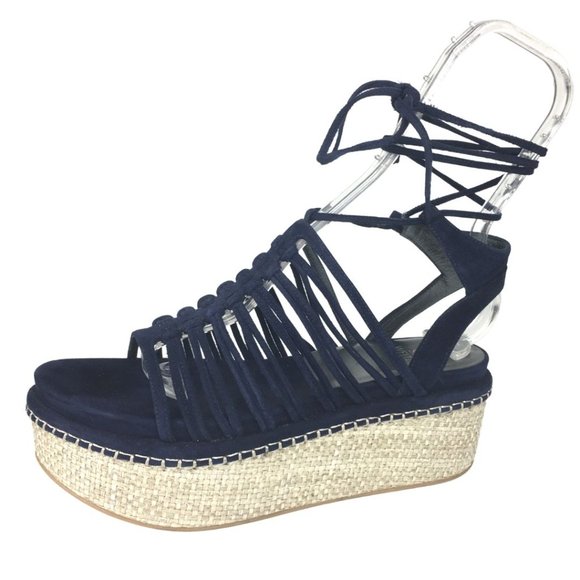 Stuart Weitzman Navy Lace-up Platform Sandals - Picture 4 of 13